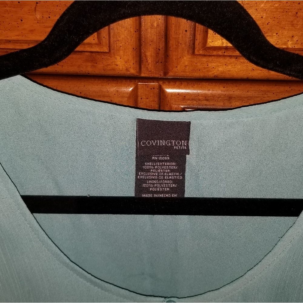 Covington Petite Flutter Sheer Top Mint Green SP - Picture 6 of 10